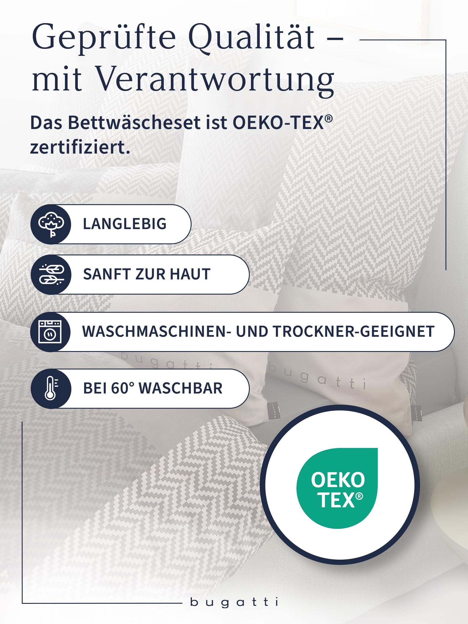 bugatti Bettwäsche 135x200 braun Karo Wende Baumwolle