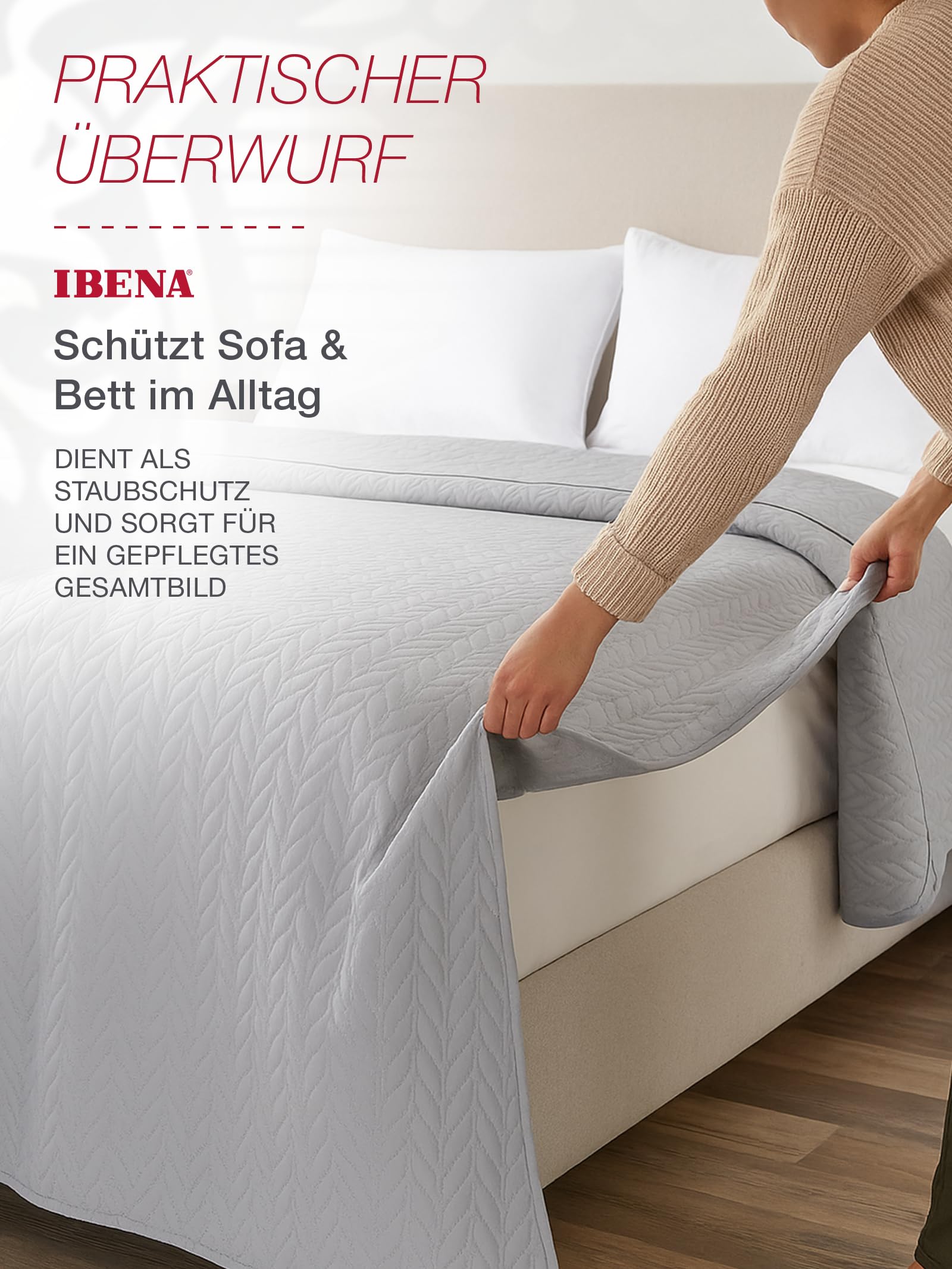IBENA Nancy Tagesdecke 280x250 cm grau gesteppt