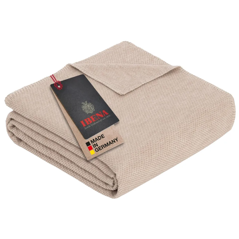 Ibena Charlotte Bio Strickdecke 140x200 cm Beige Baumwolle