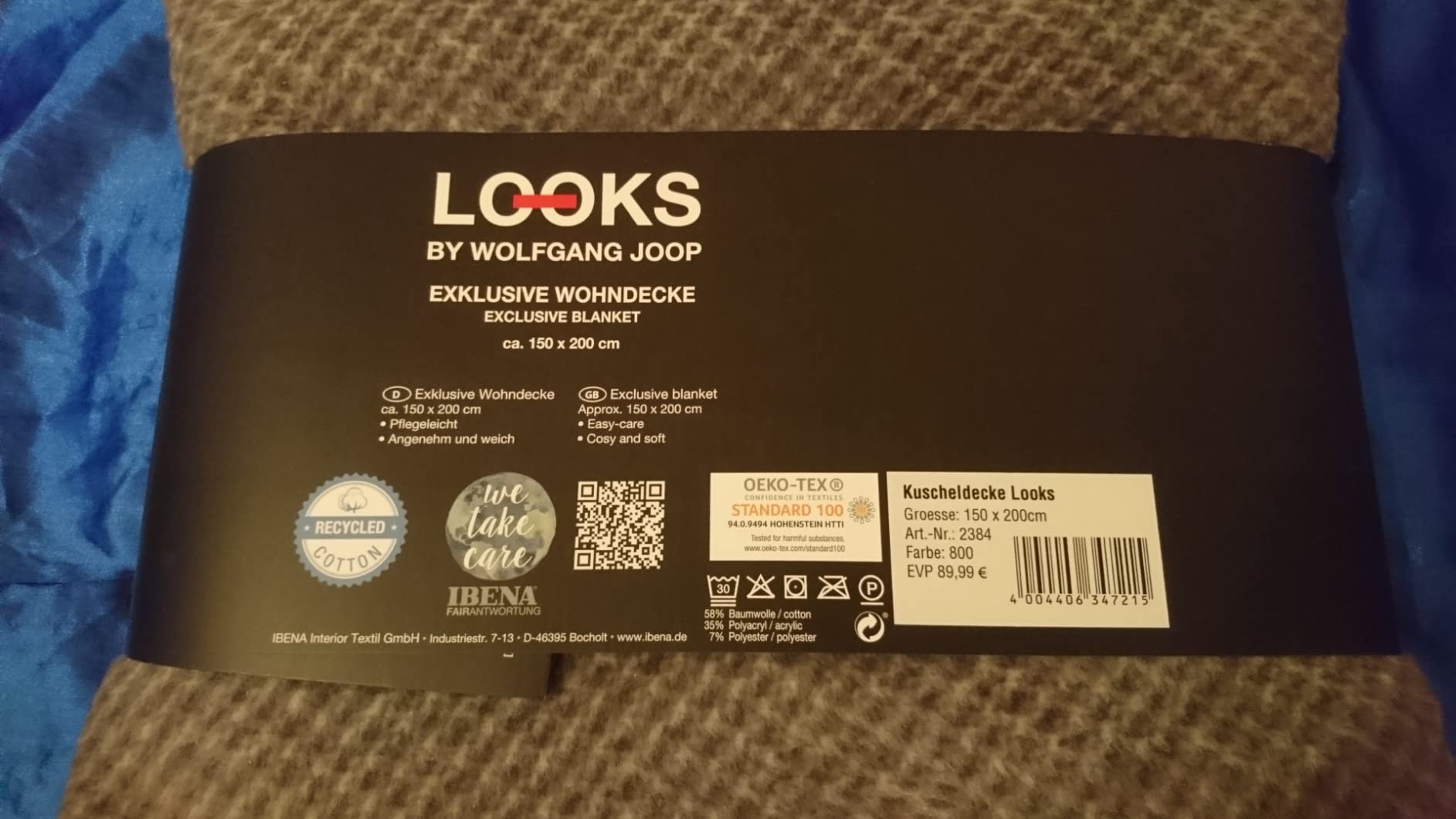 LOOKS by Wolfgang Joop Kuscheldecke 150x200 grau