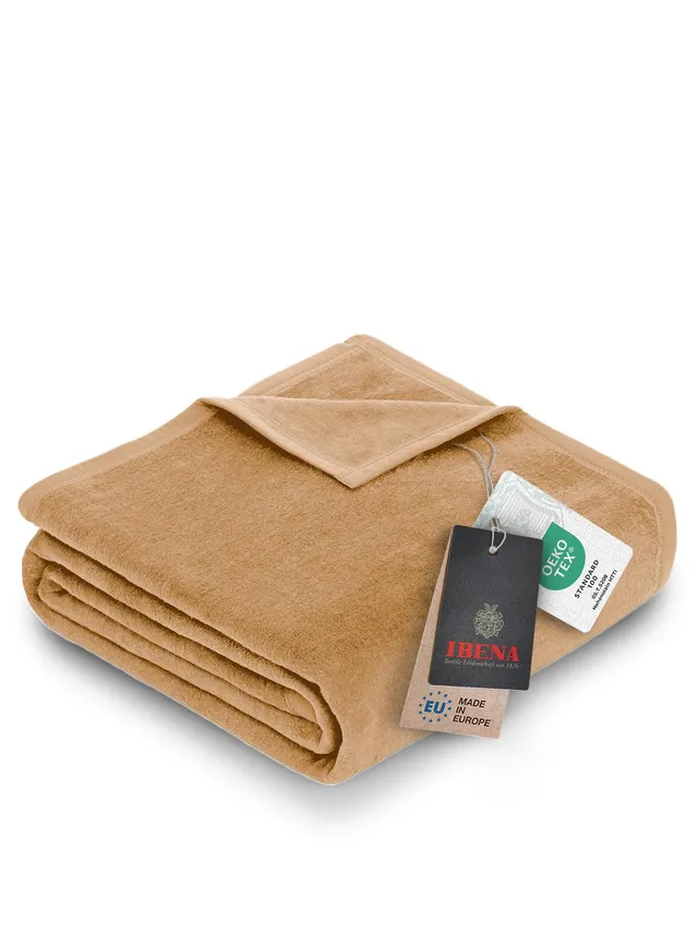 IBENA Porto Kuscheldecke 150x200 cm Camel Baumwollmix