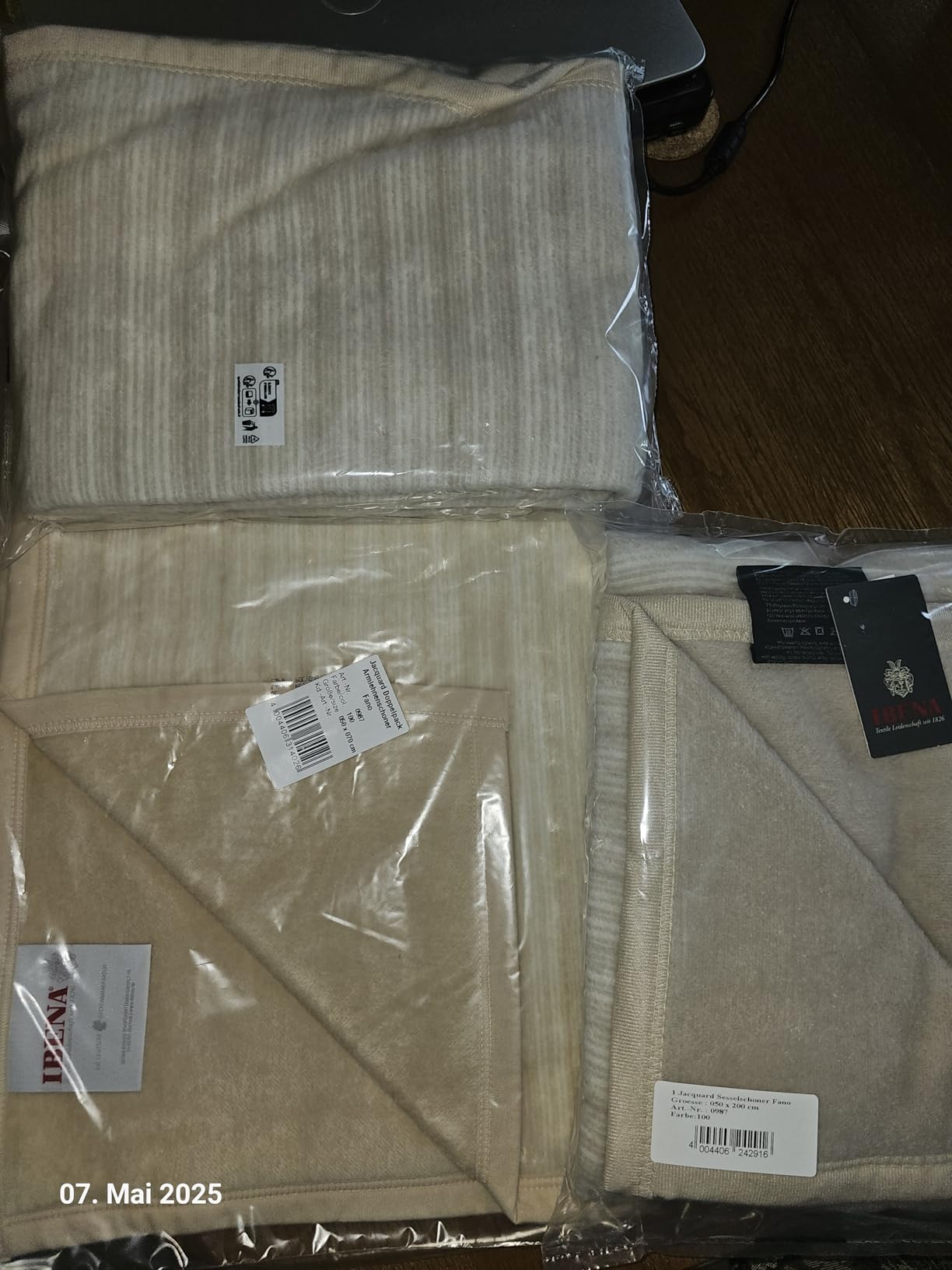 IBENA Fano Kuscheldecke 150x200 Braun Camel Baumwollmix Wende