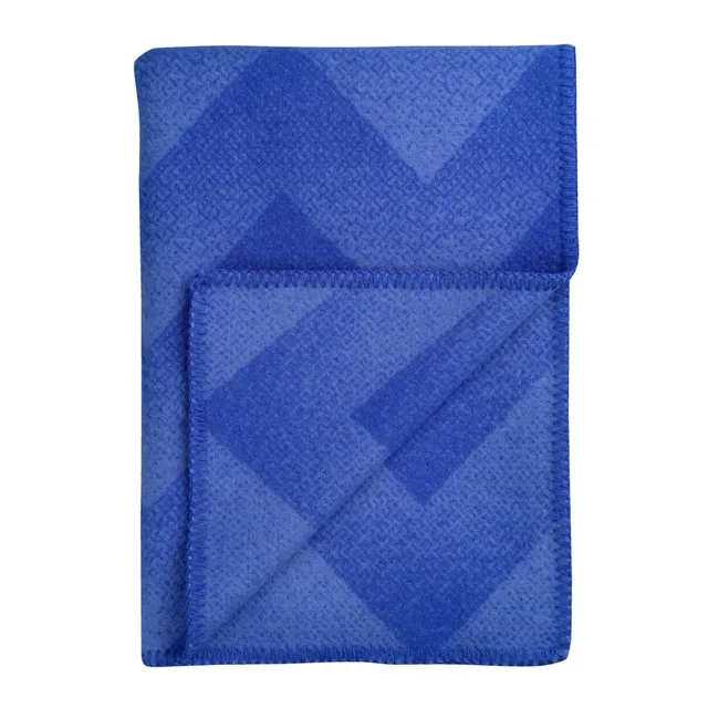 Røros Tweed Lynild Wolldecke 135x200 blau Lammwolle