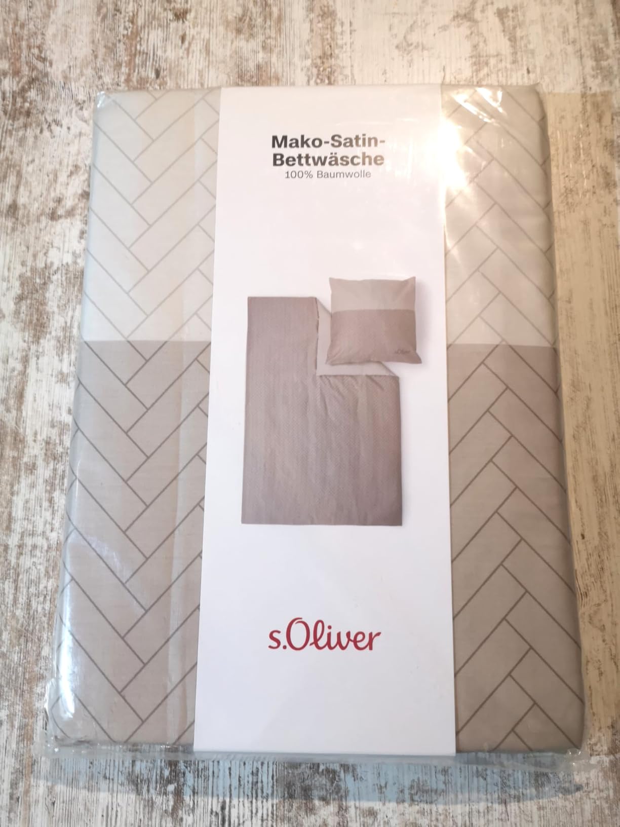 s.Oliver Mako-Satin Bettwäsche 135x200 braun Fischgrät