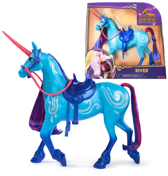 Unicorn Academy River Einhorn 28 cm blau mit Sattel