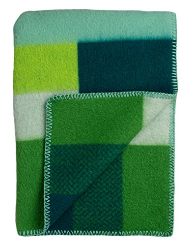 Røros Tweed Mikkel Wolldecke 135x200 Grün Karo 3753