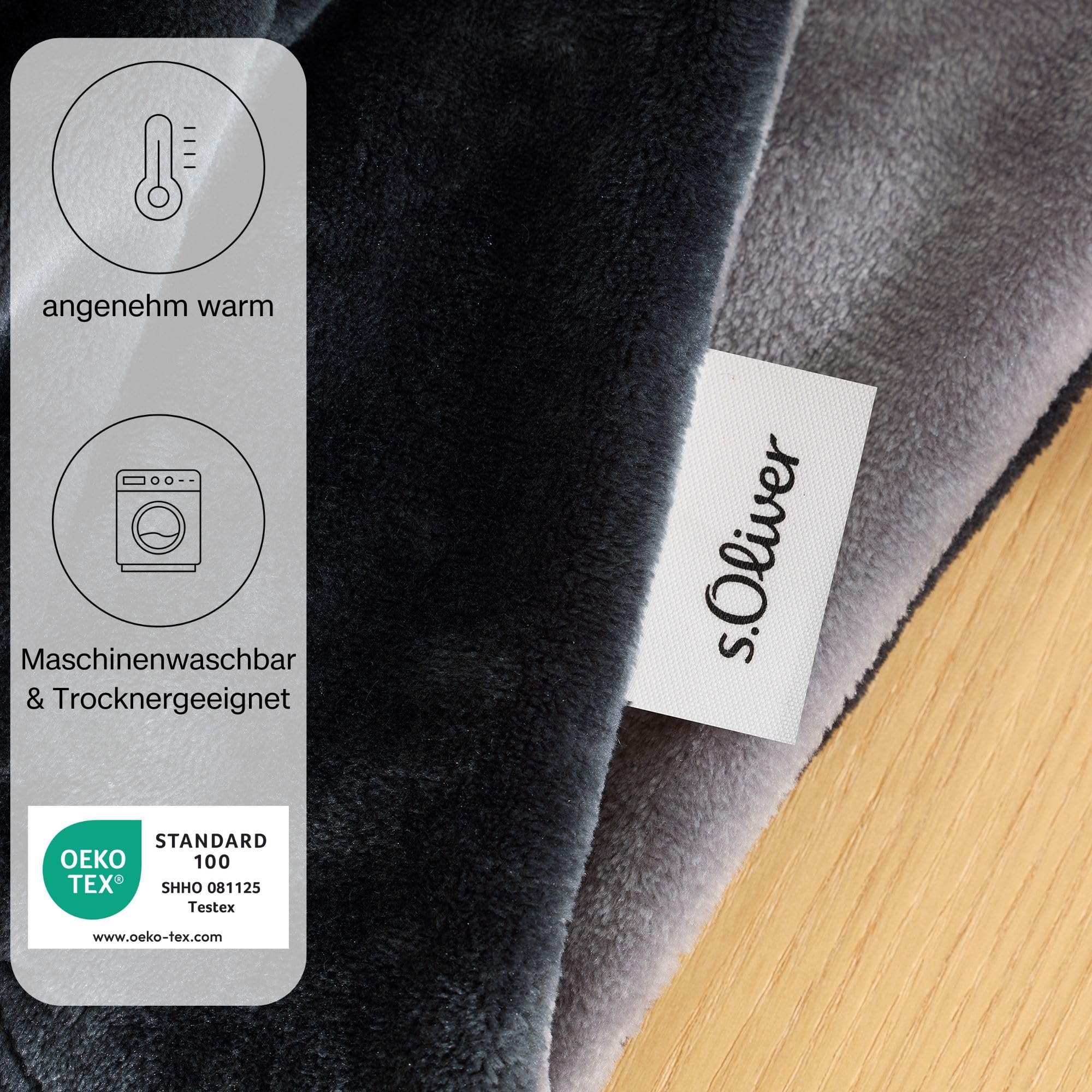 s.Oliver Doublesoft Kuscheldecke 150x200 cm dunkelgrau doppellagig