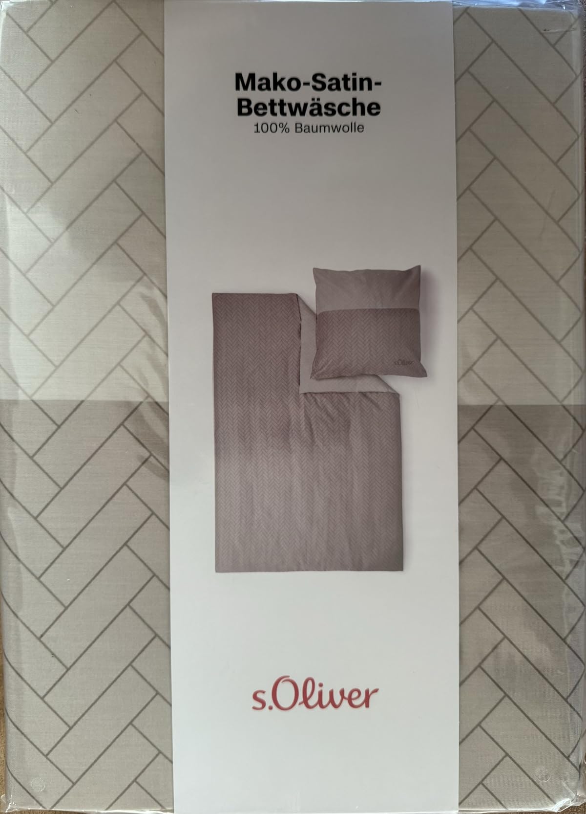 s.Oliver Mako-Satin Bettwäsche 135x200 braun Fischgrät