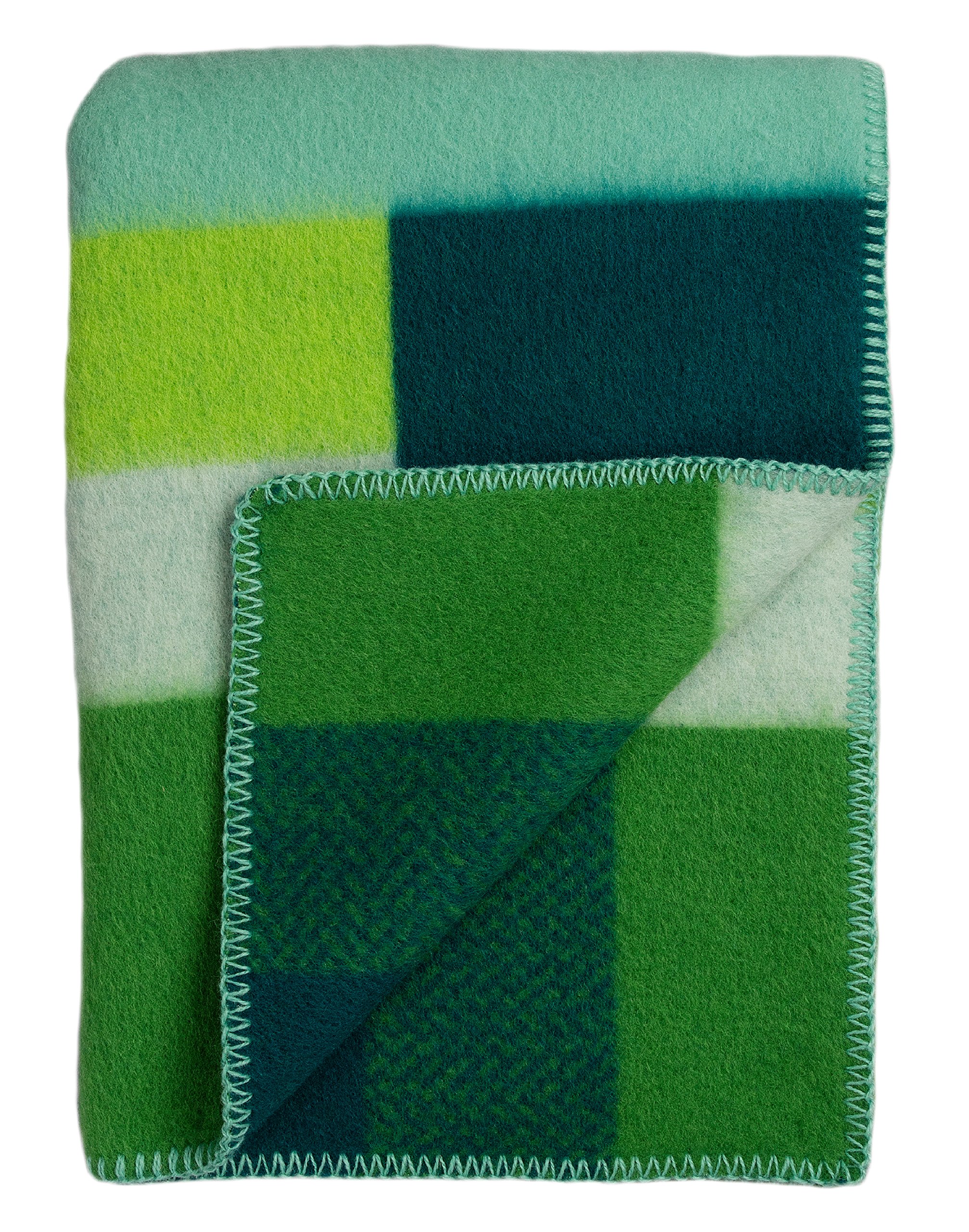 Røros Tweed Mikkel Wolldecke 135x200 Grün Karo 3753