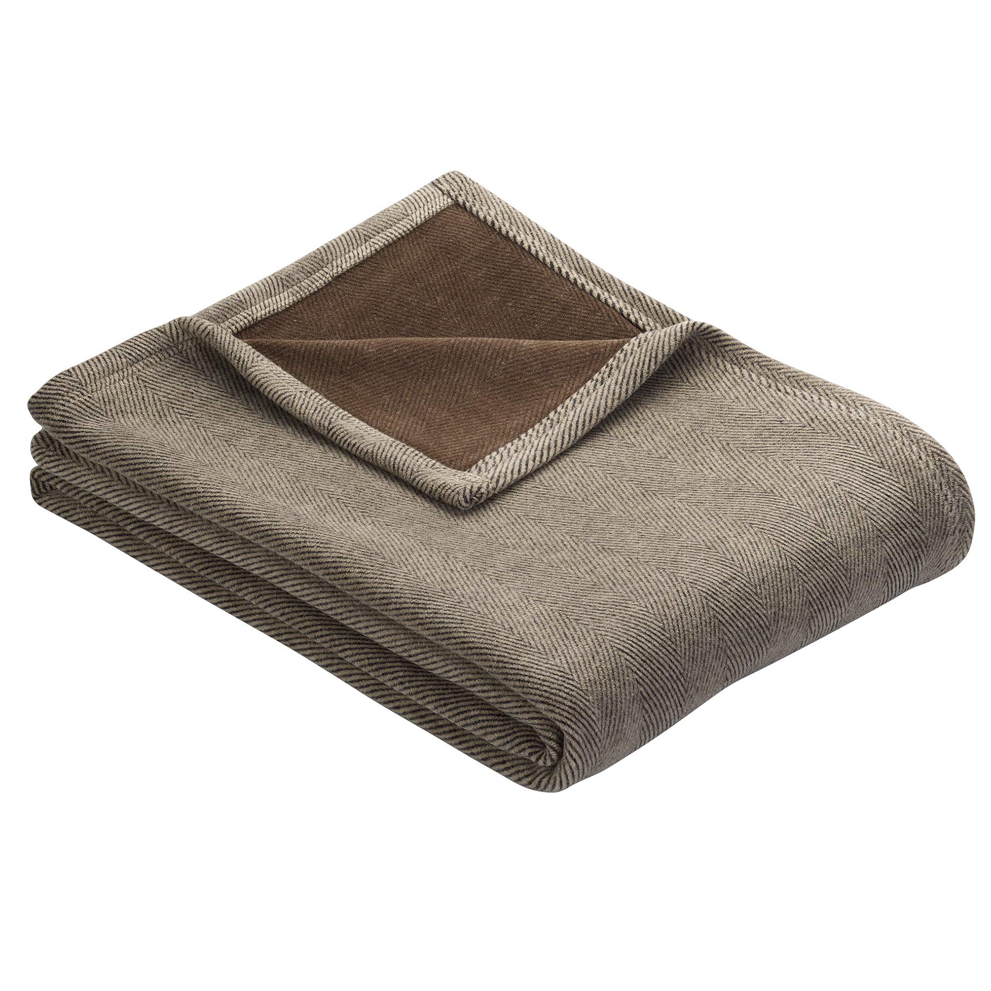 IBENA Aberdeen Kuscheldecke 150x200 grün Fischgrat