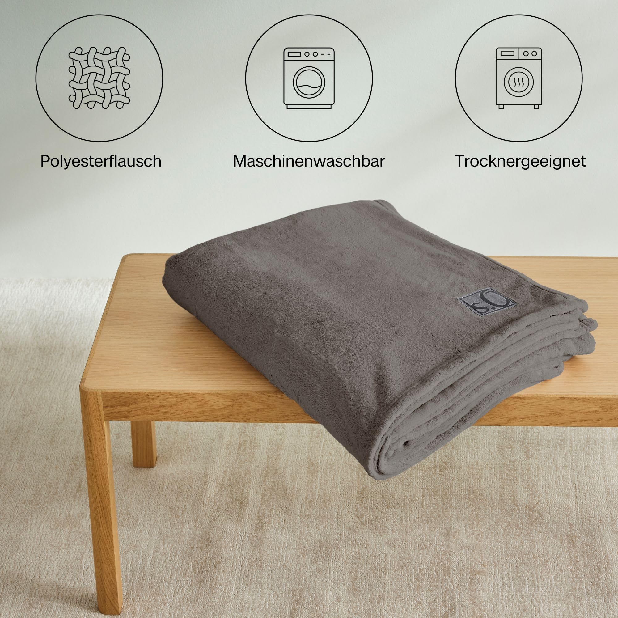 s.Oliver Kuschelsoft Kuscheldecke 150x200 cm Taupe Polyester