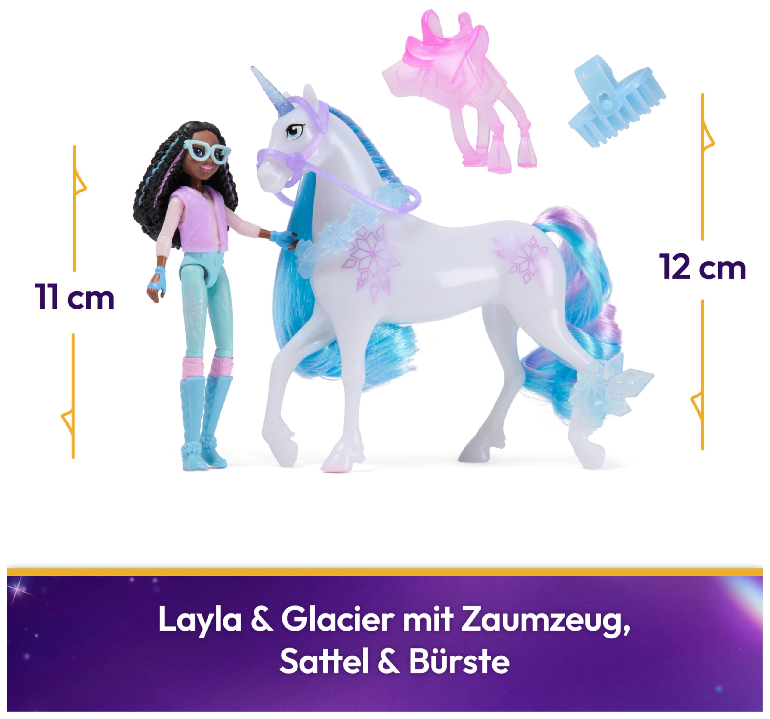 Unicorn Academy Layla und Glacier Spielfiguren-Set 12 cm Sattel