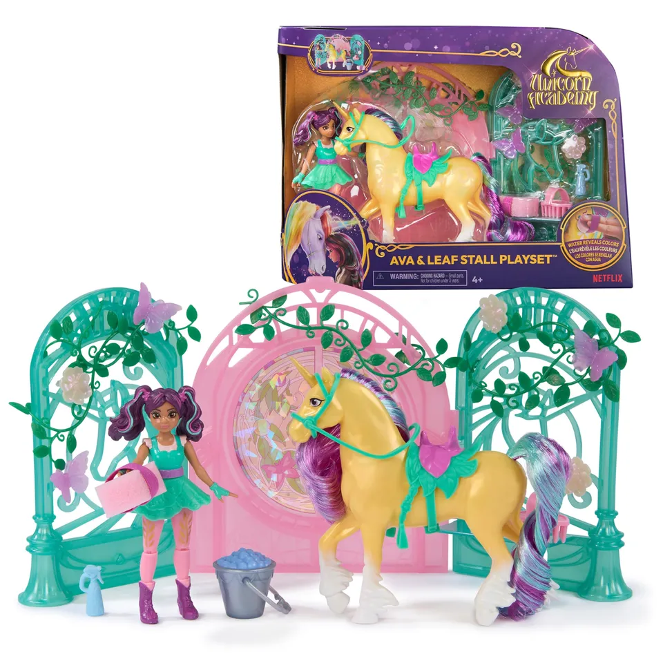 Unicorn Academy Ava Leaf Stall Spielset 15 Teile Farbwechsel