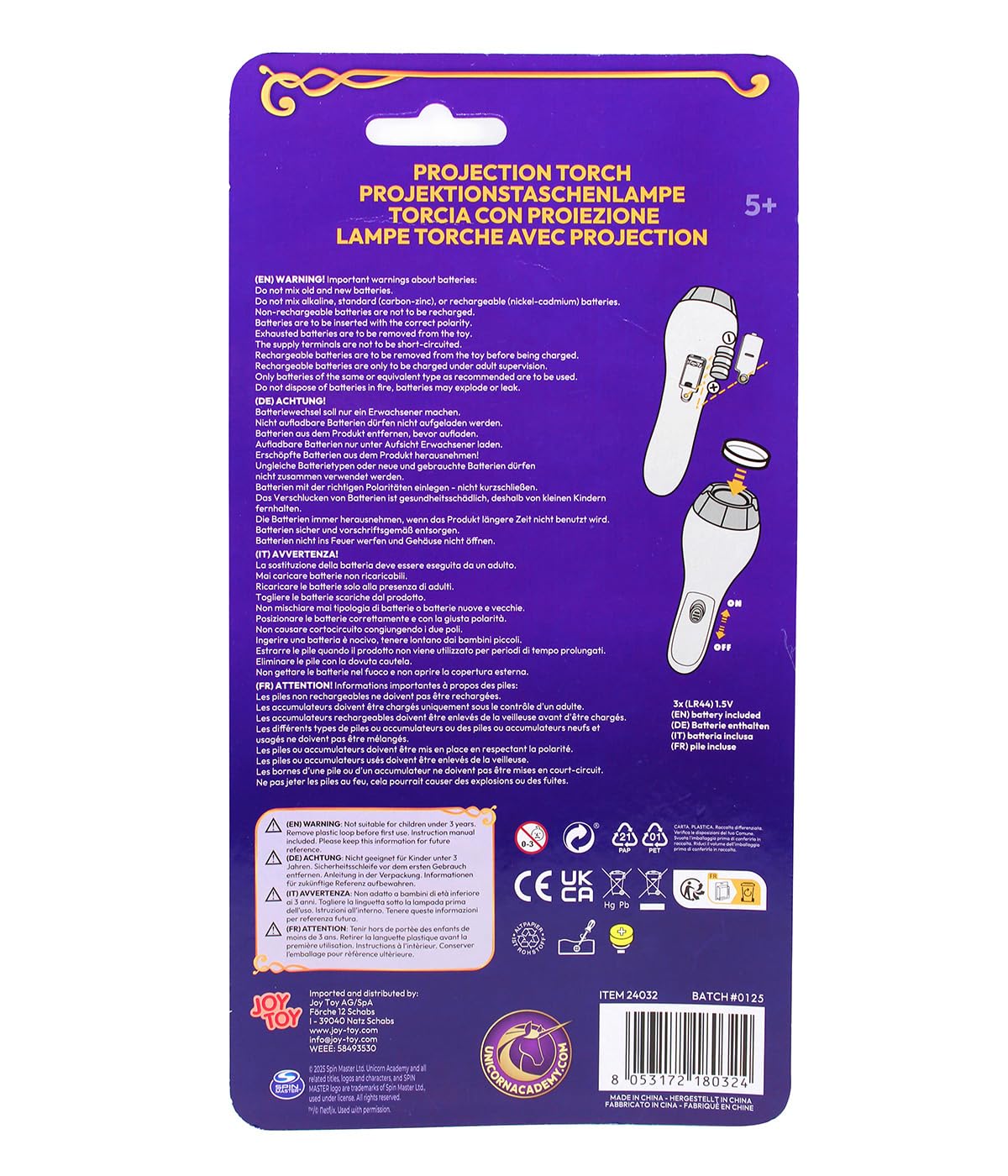 Unicorn Academy Projektionstaschenlampe Violett 4 Motive