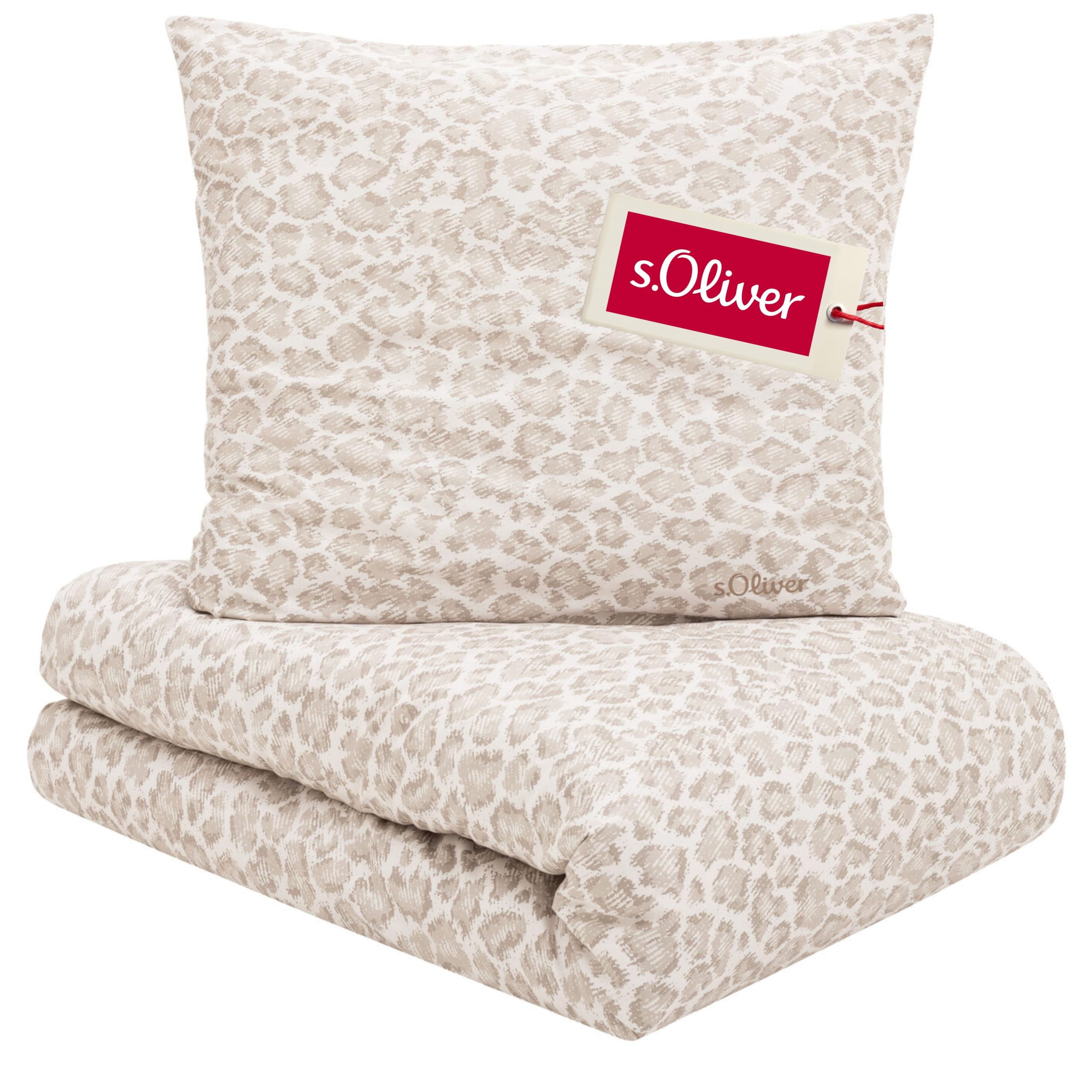 s.Oliver Leo Bettwäsche 155x220 beige Leomuster Baumwolle