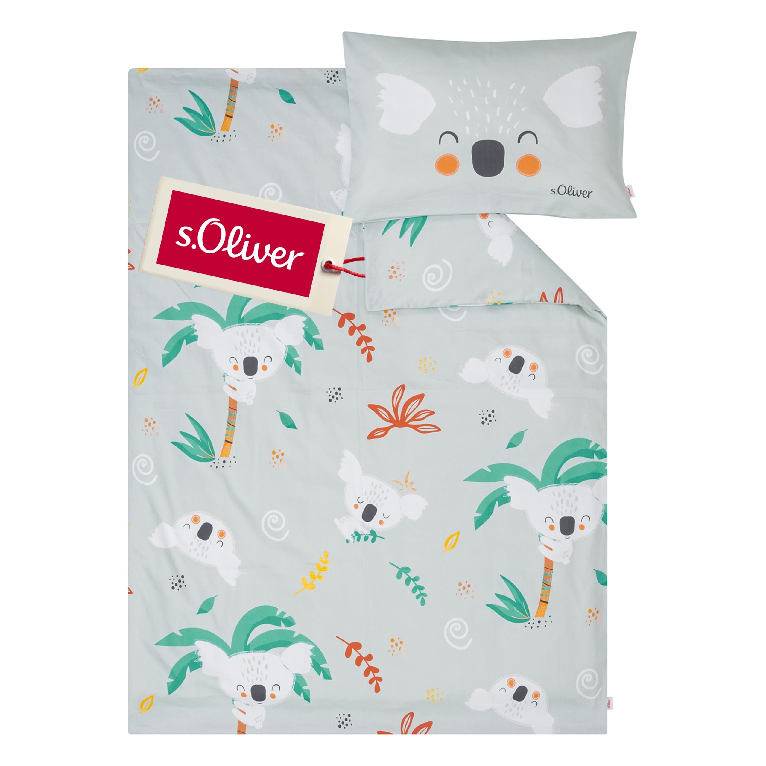 s.Oliver Safaritiere Kinderbettwäsche 100x135 grün Baumwolle