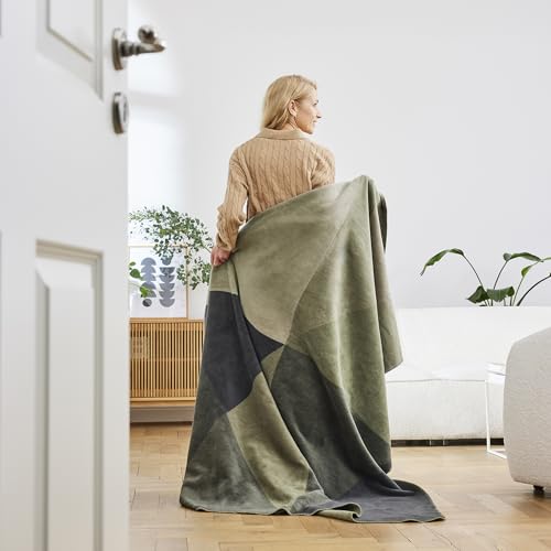 IBENA Nara Kuscheldecke 150x200 cm Grün Grau Baumwollmix