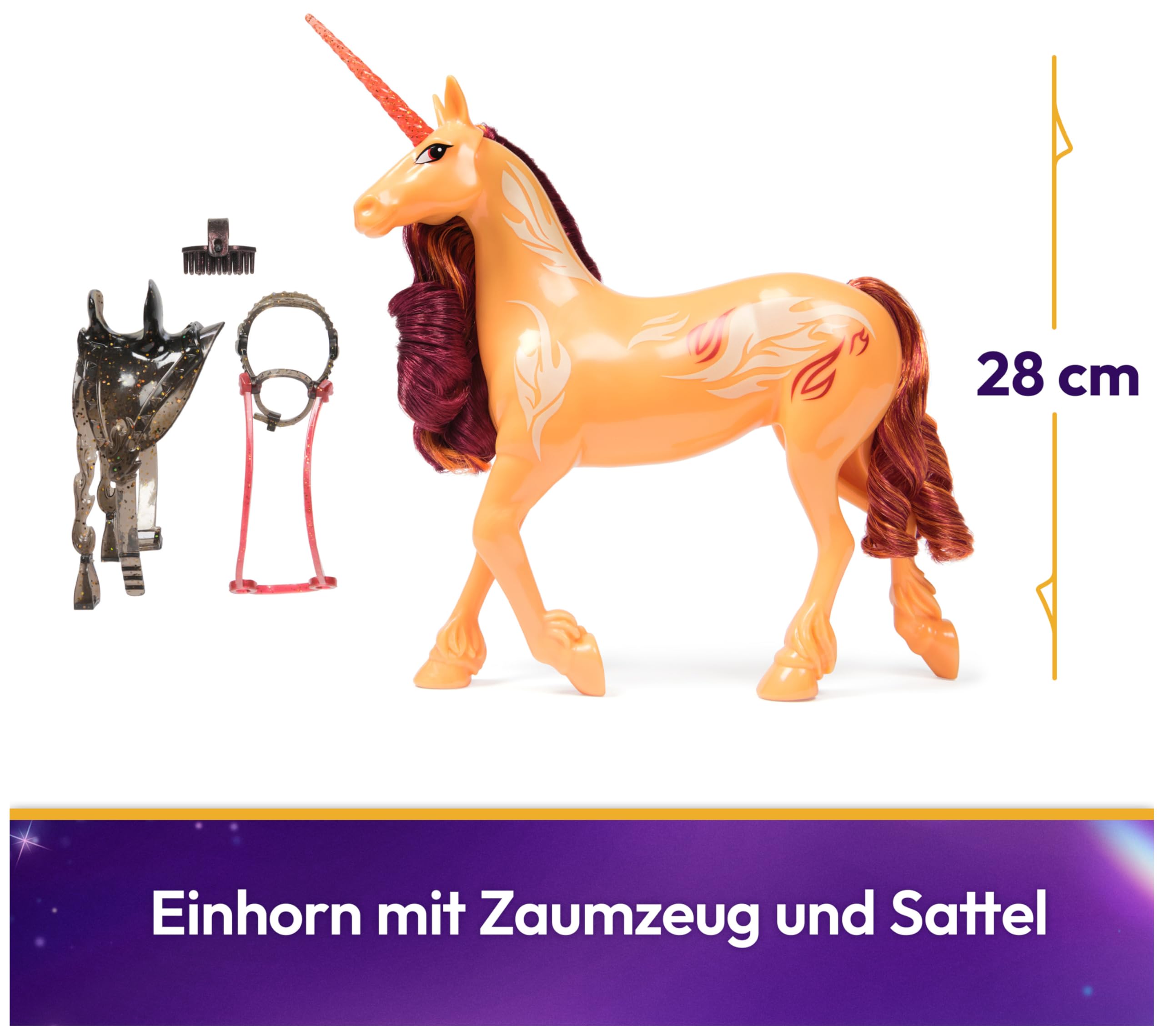 Unicorn Academy Cinder Einhorn 28cm mit Sattel Bürste