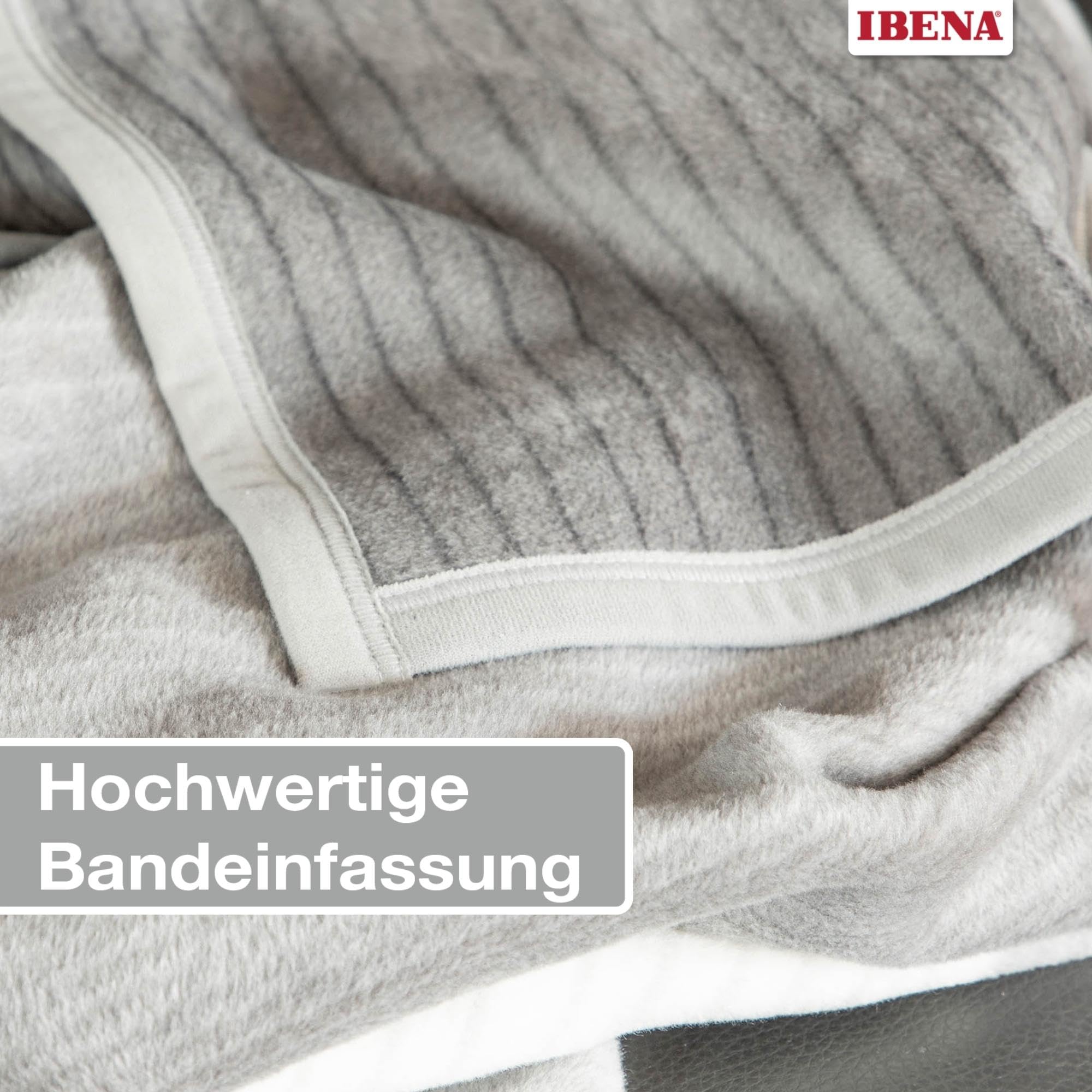 IBENA Granada Kuscheldecke 150x200 Grau Karo Baumwolle