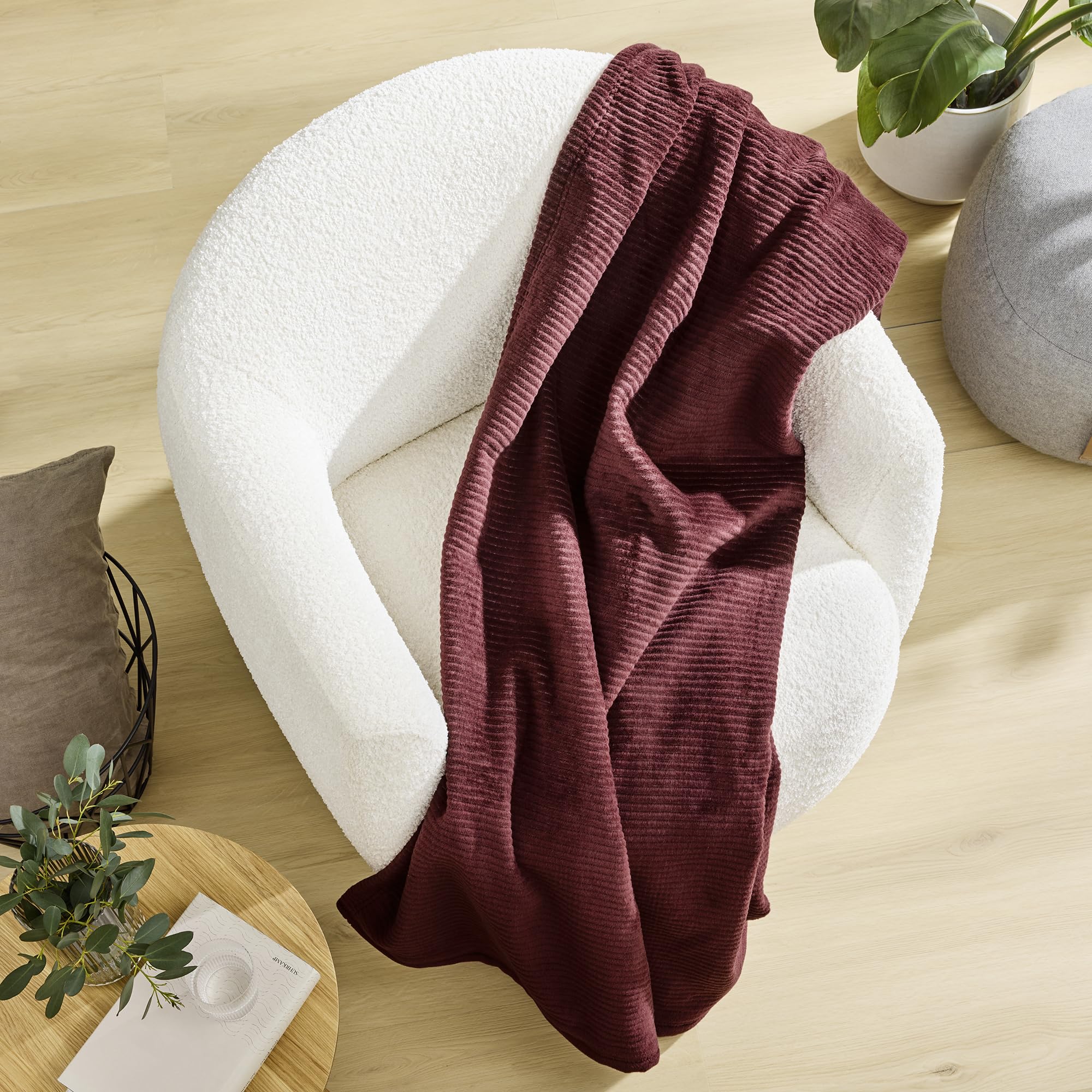 Ibena Cord Decke 150x200 cm Dunkelrot Baumwollmix