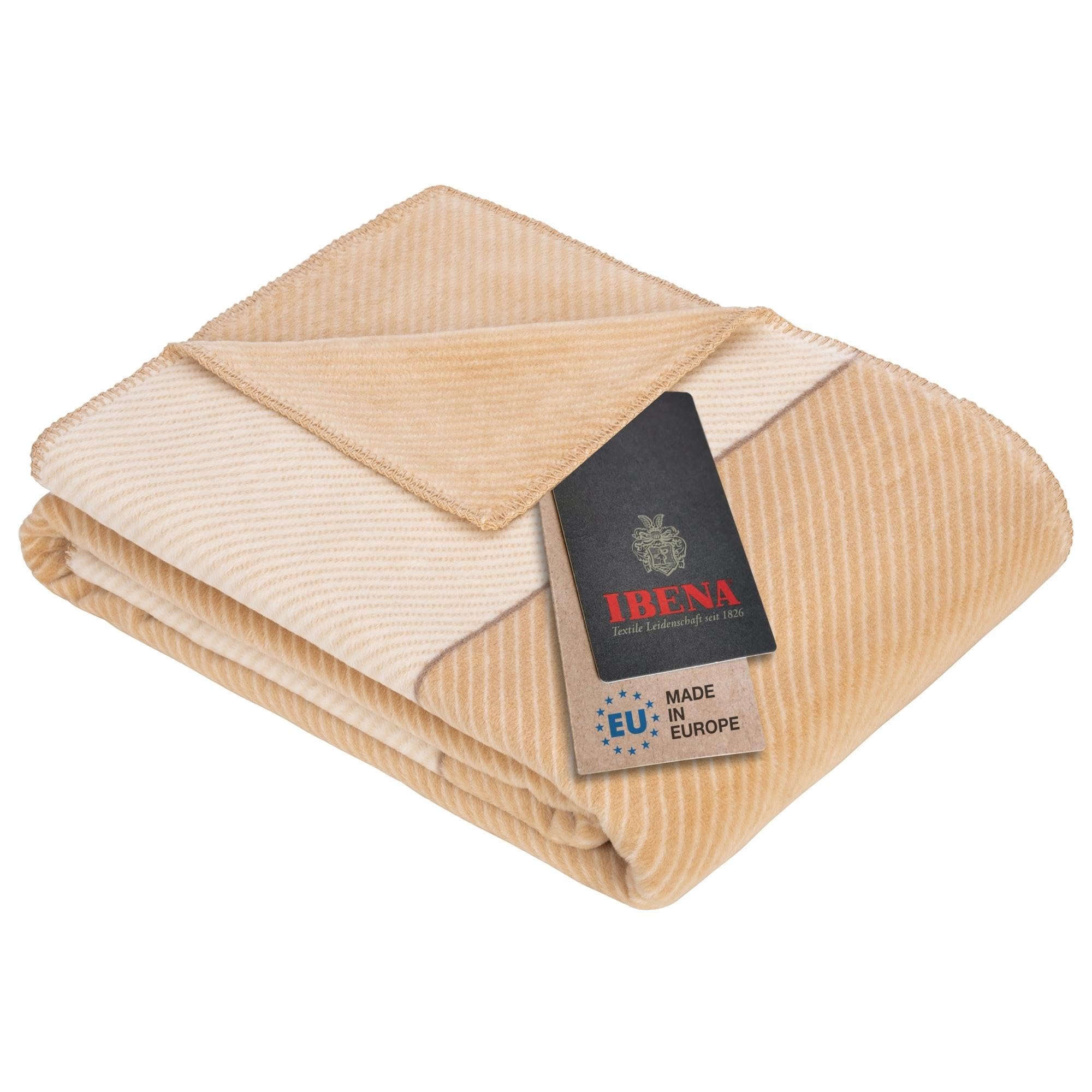 IBENA Austin Kuscheldecke 150x200 grün Streifen Baumwolle