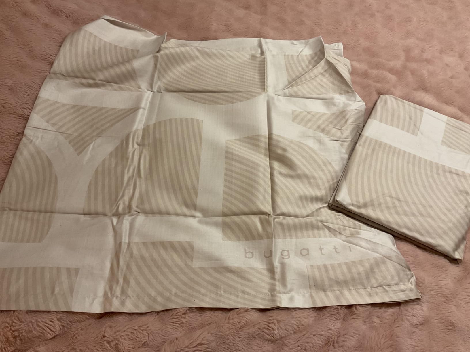 bugatti Bettwäsche 135x200 beige Grafik Satin Baumwolle