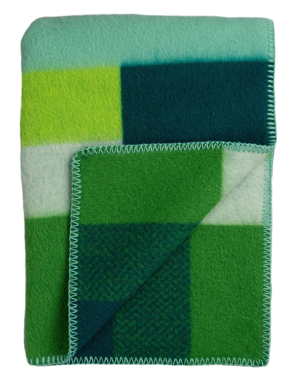 Røros Tweed Mikkel Wolldecke 135x200 Grün Karo 3753