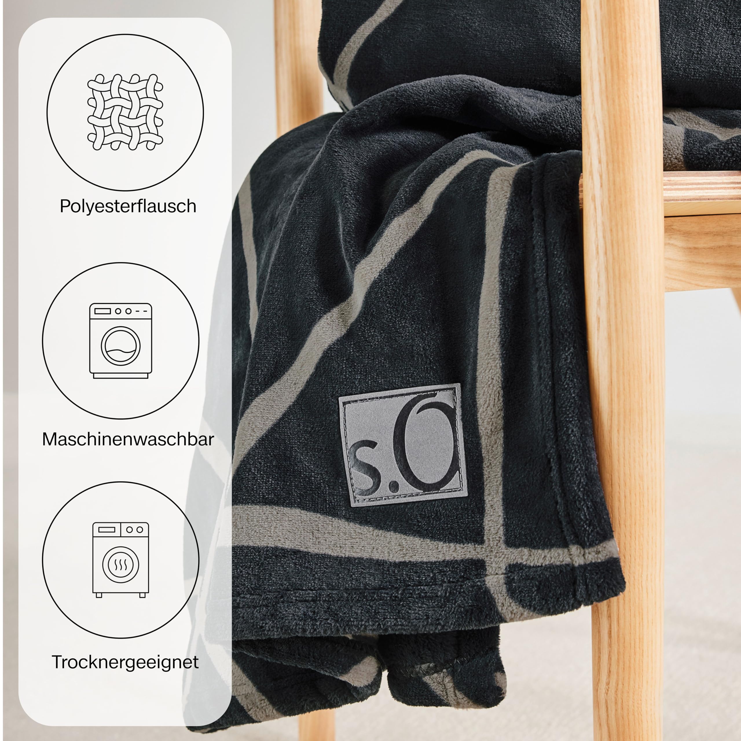s.Oliver Kuschelsoft Kuscheldecke 150x200 schwarz warm