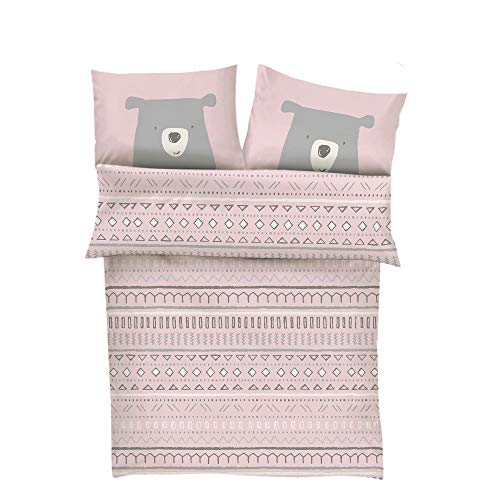 s.Oliver Bär Kinderbettwäsche 100x135 rosa Baumwolle 2tlg