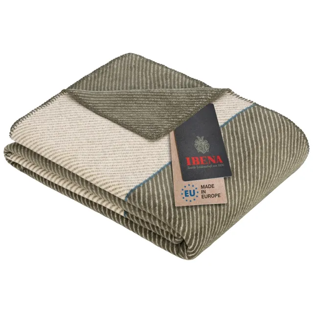 IBENA Austin Kuscheldecke 150x200 grün Streifen Baumwolle