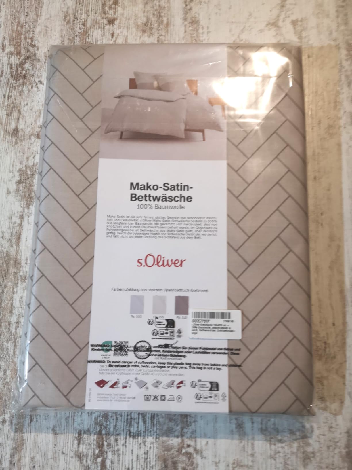 s.Oliver Mako-Satin Bettwäsche 135x200 braun Fischgrät