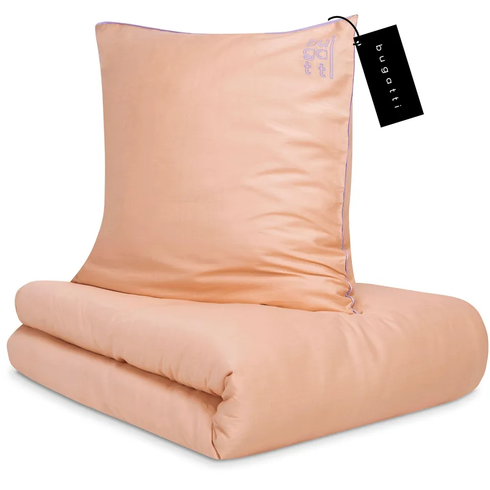 bugatti Satin Bettwäsche 135x200 Bettbezug Lachs Baumwolle