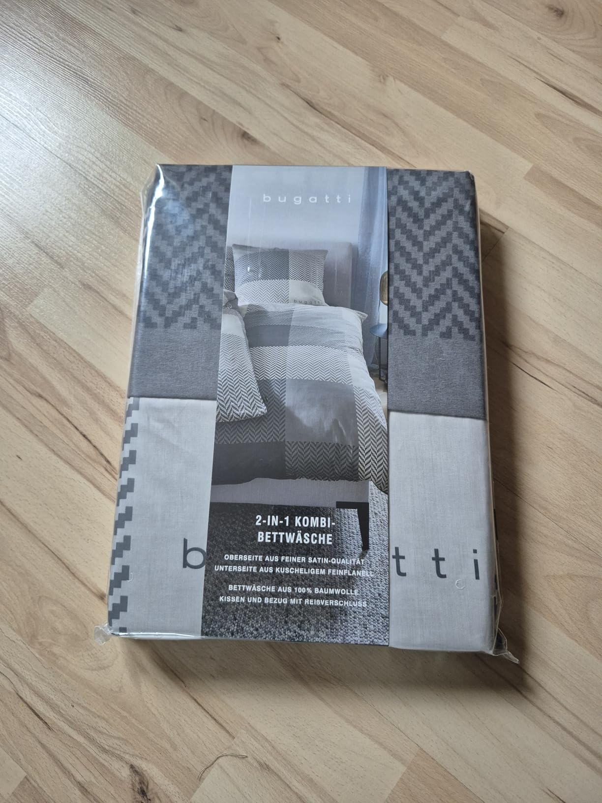 bugatti Bettwäsche 135x200 braun Karo Wende Baumwolle