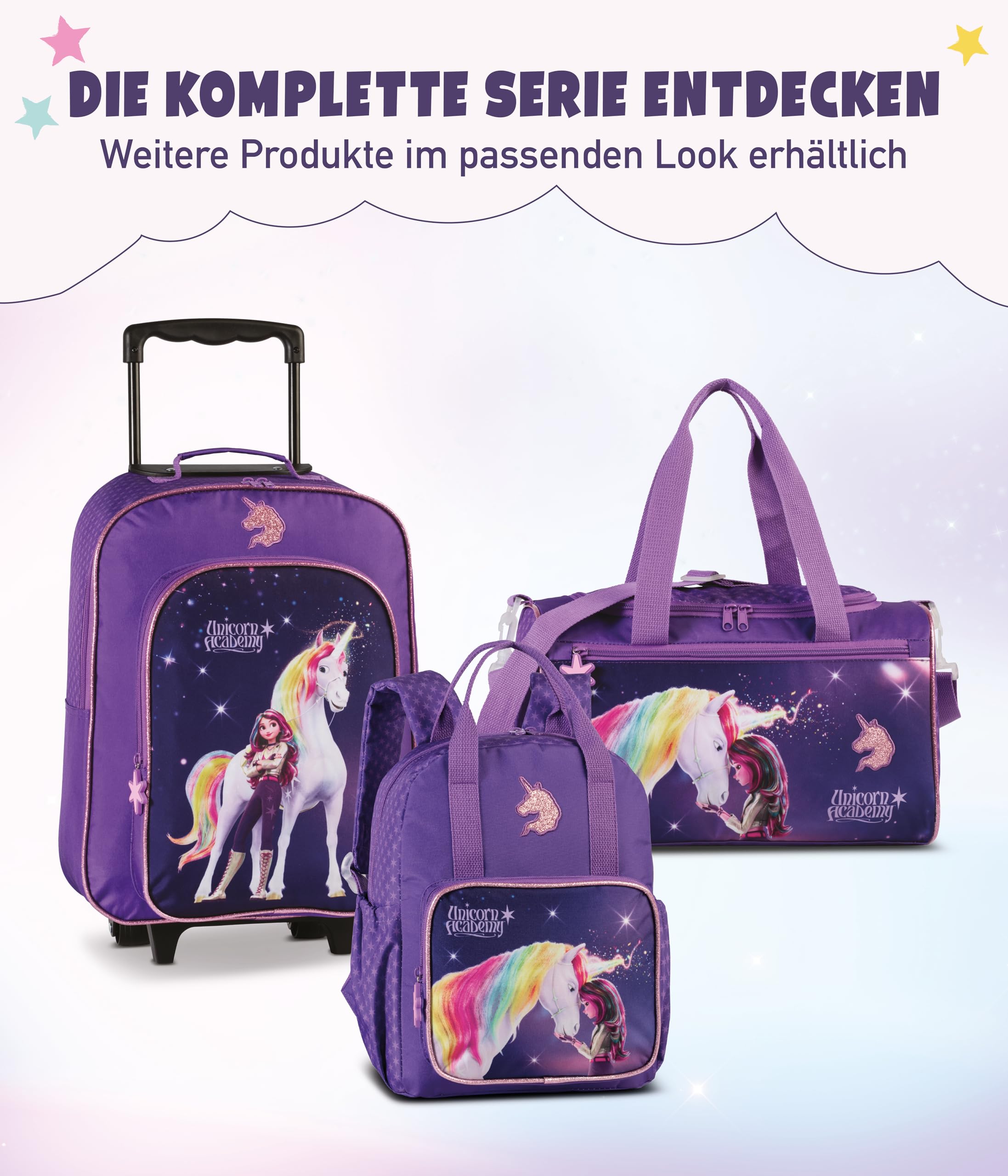 Unicorn Academy Kinderrucksack 9L Lila 31x24x11 cm