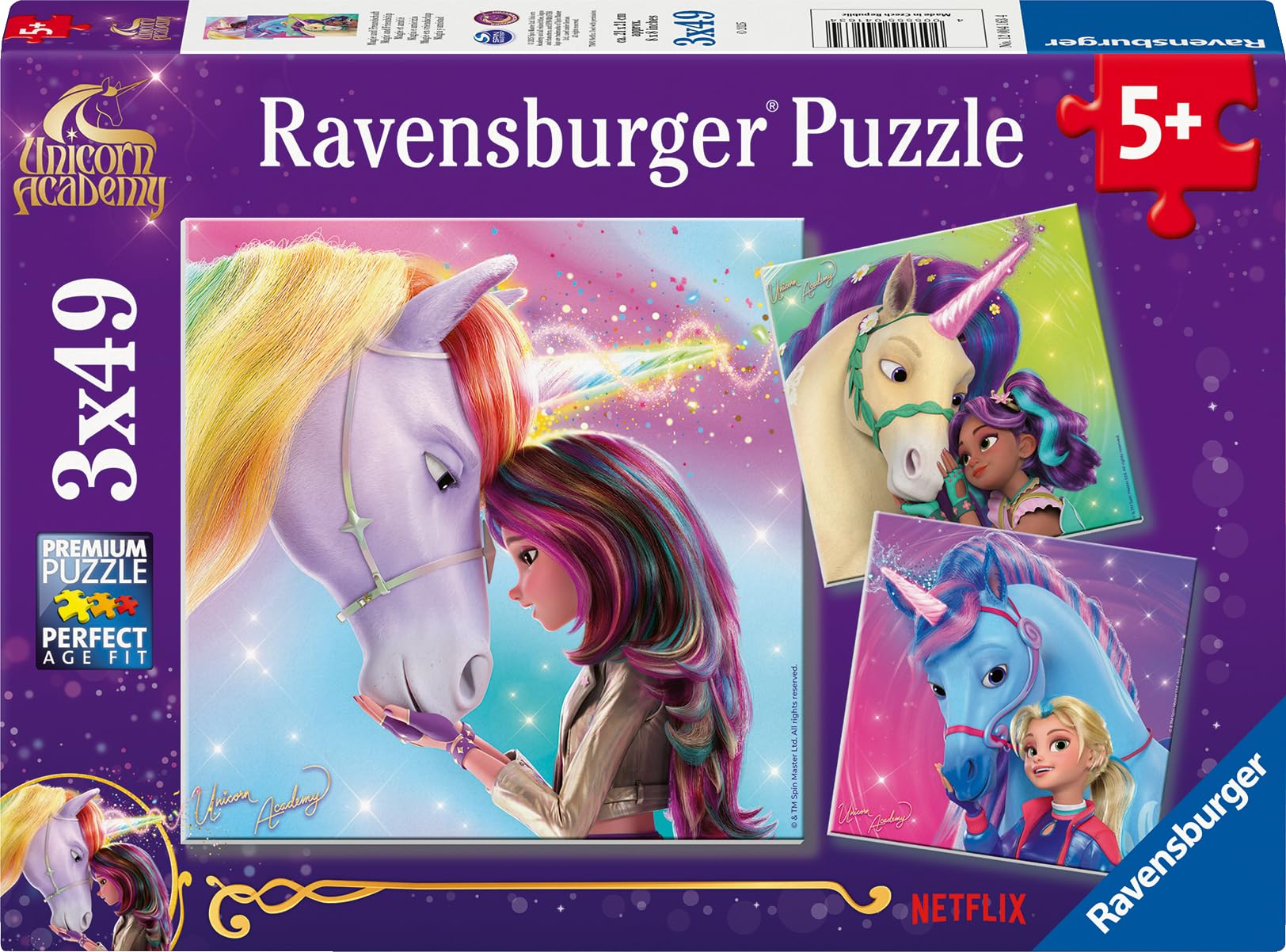 Ravensburger Unicorn Academy Puzzle 3x49 Teile ab 5 J.