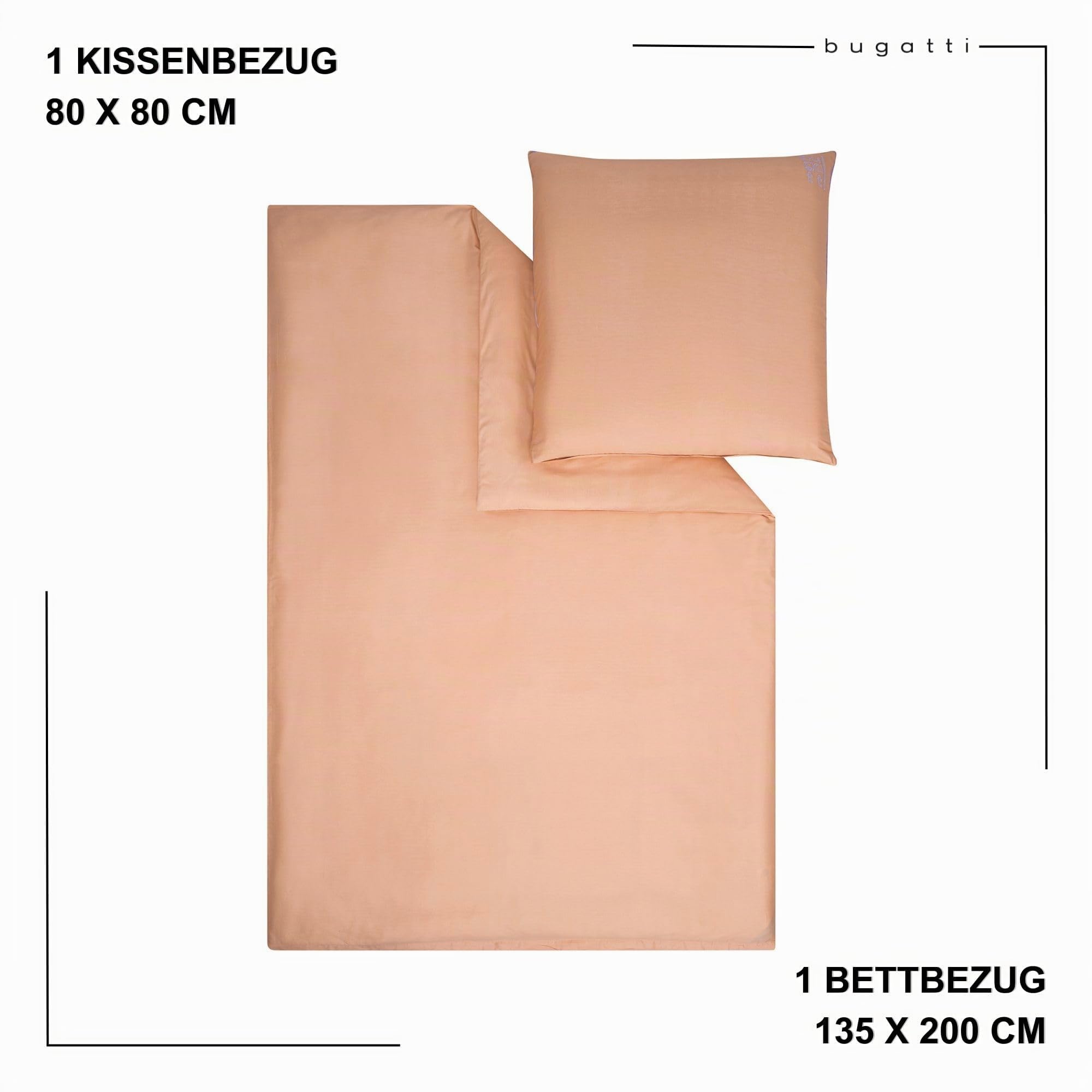 bugatti Satin Bettwäsche 135x200 Bettbezug Lachs Baumwolle