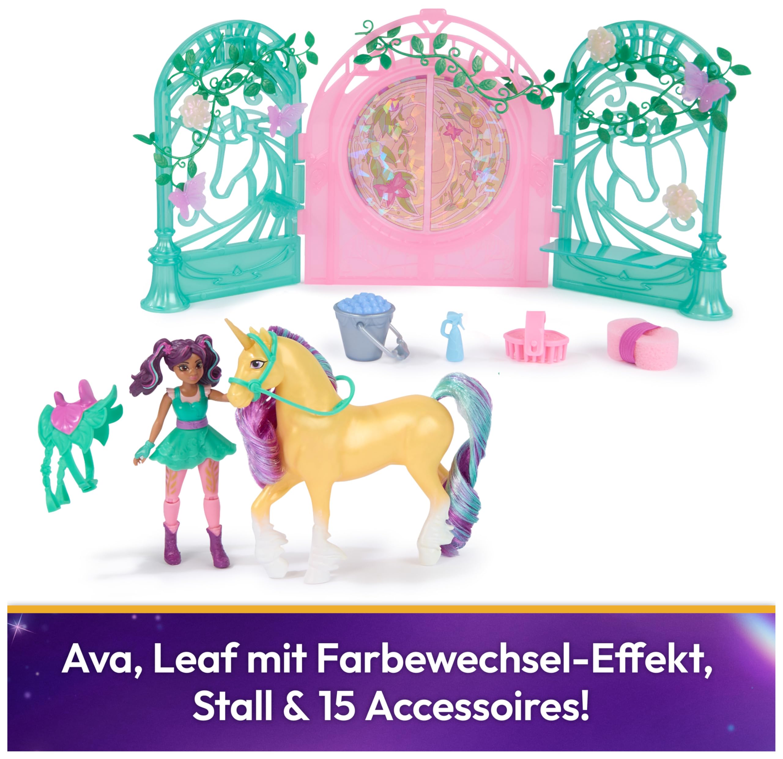 Unicorn Academy Ava Leaf Stall Spielset 15 Teile Farbwechsel