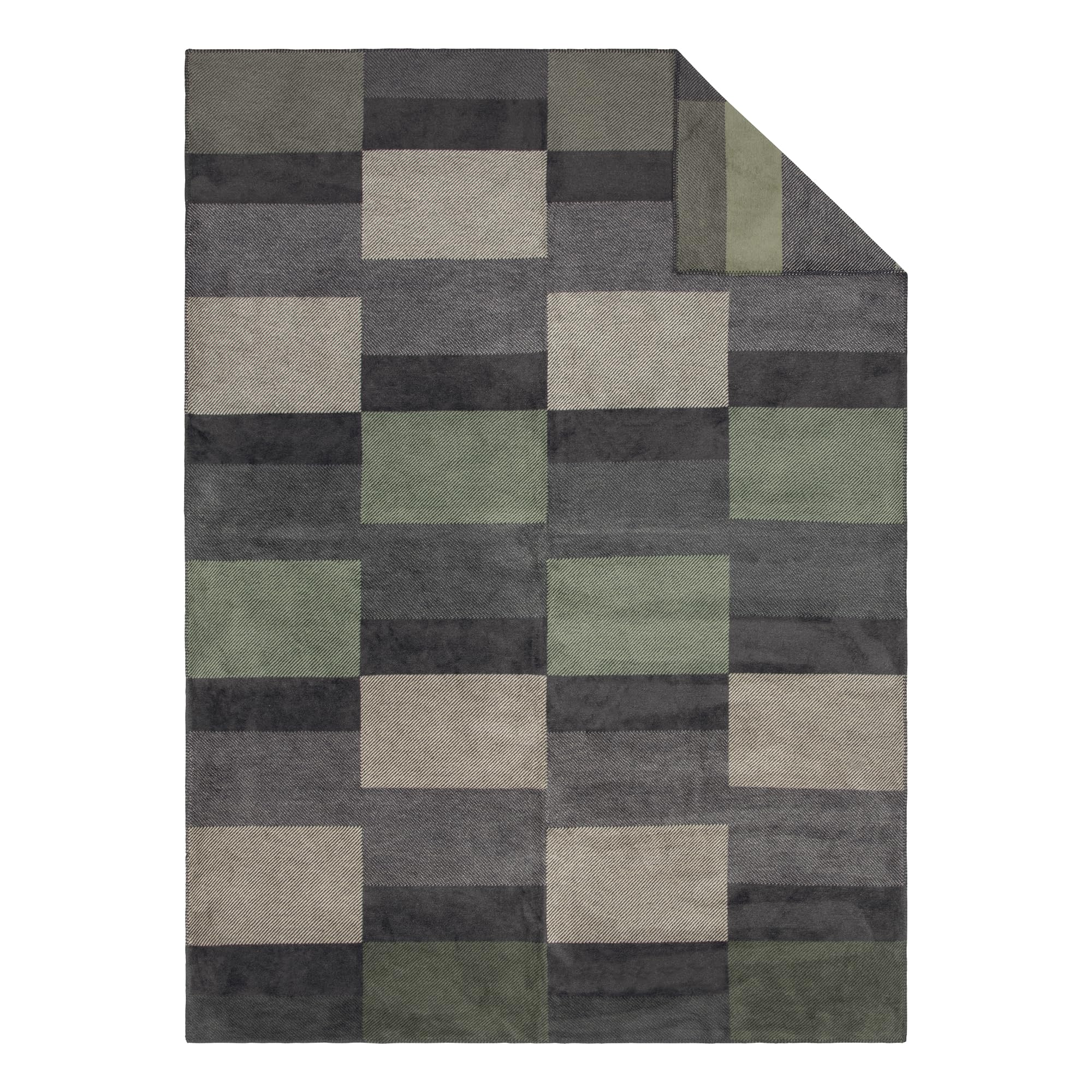 IBENA Madeira Decke 150x200 Grün Grau Baumwollmix warm
