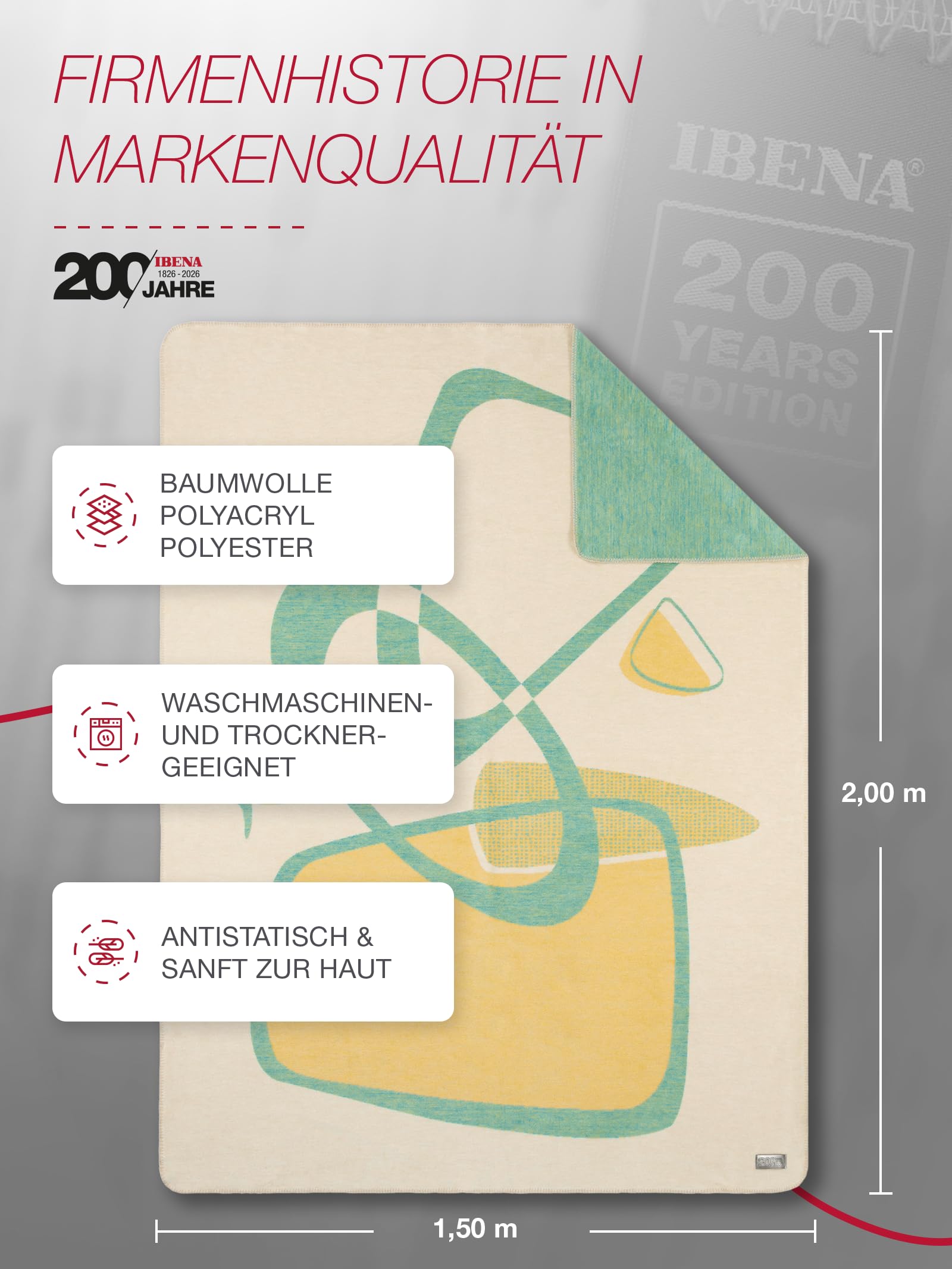 Ibena 1956 Jubiläumsdecke 150x200 cm Mehrfarbig Baumwolle